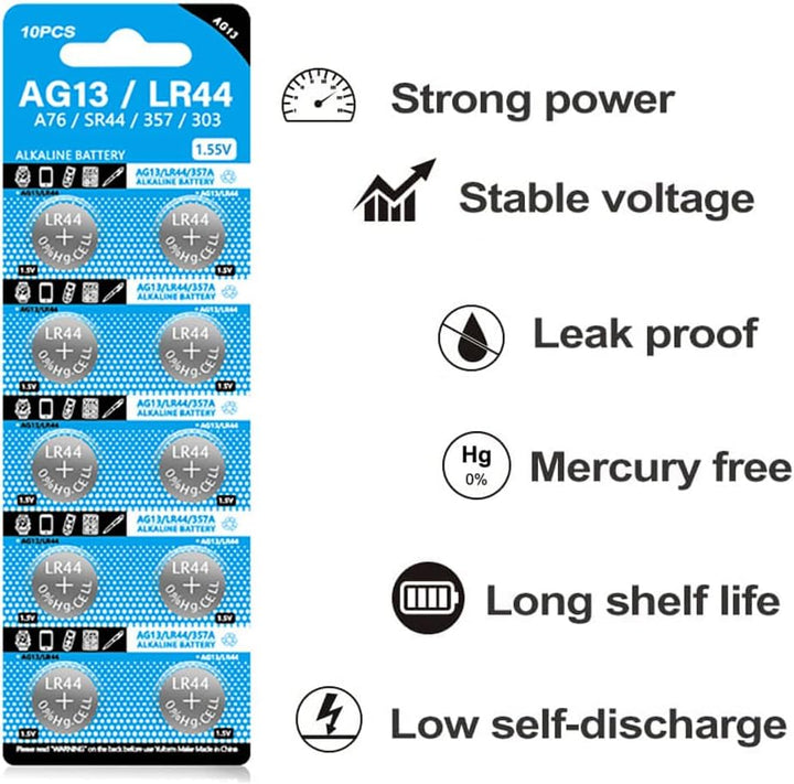 Alkaline Coin Cell Button Battery (10-PACK)