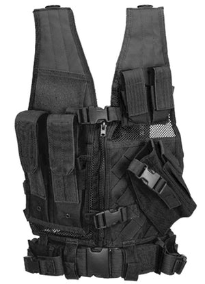 Lancer Tactical Youth Size Cross Draw Vest w/ Holster, Black
