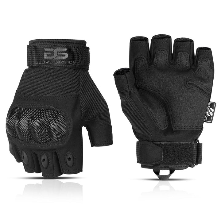 THE COMBAT FINGERLESS GLOVES - BLACK