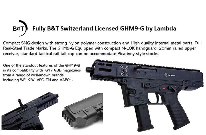 Lambda Defence B&T Licensed GHM9-G Gas Blowback Airsoft SMG