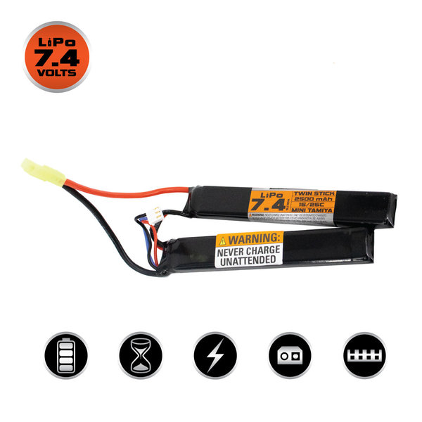 Valken 7.4v 2500mAh Nunchuck Li-Po Battery