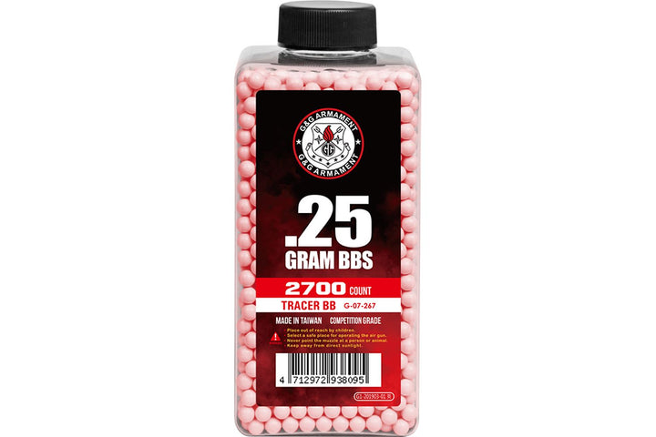 G&G .25g Red Tracer 2700 BBs Bottle - Glow