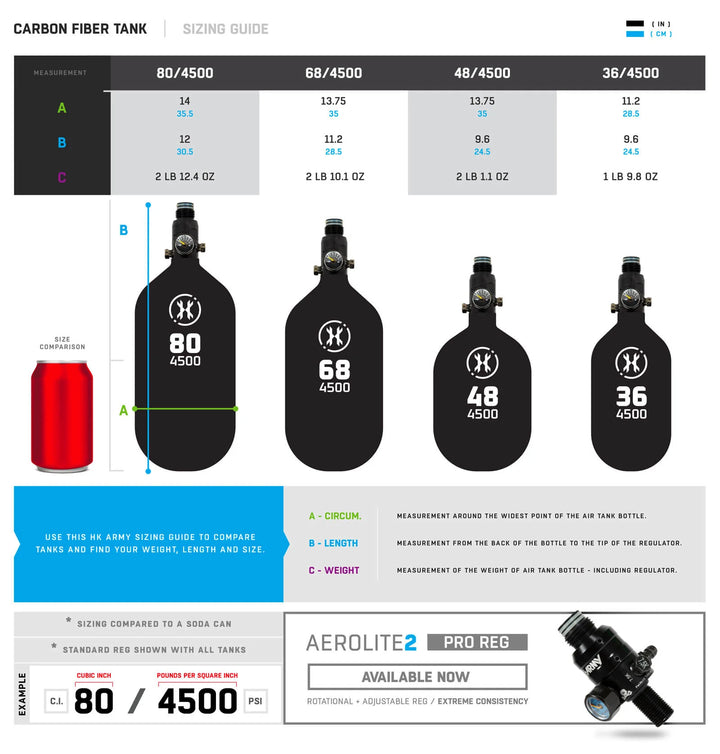 HSTL - Carbon Fiber Tank - Standard Reg - 68ci / 4500psi
