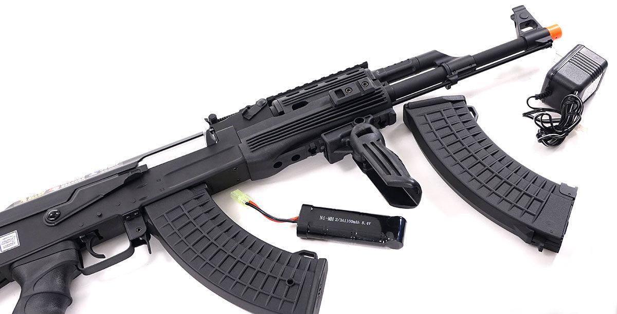AK 47 airsoft gun with red dot sight and grip and 2 mags,battery and  charger