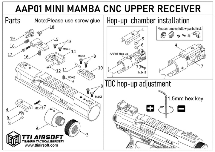 Action Army Mini Mamba CNC Upper Receiver Kit w/ TDC Hop Up Unit (AAP01)